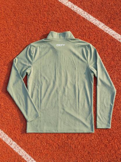 DEFY Half Zip Running Top – Sage Green