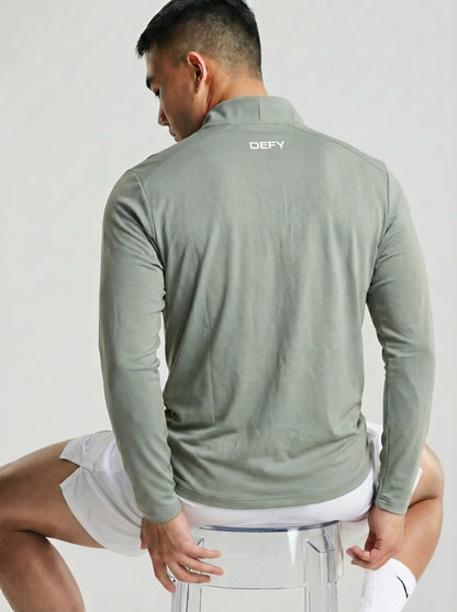 DEFY Half Zip Running Top – Sage Green