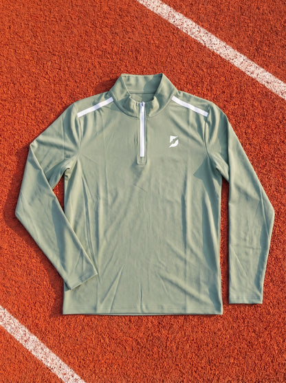 DEFY Half Zip Running Top – Sage Green