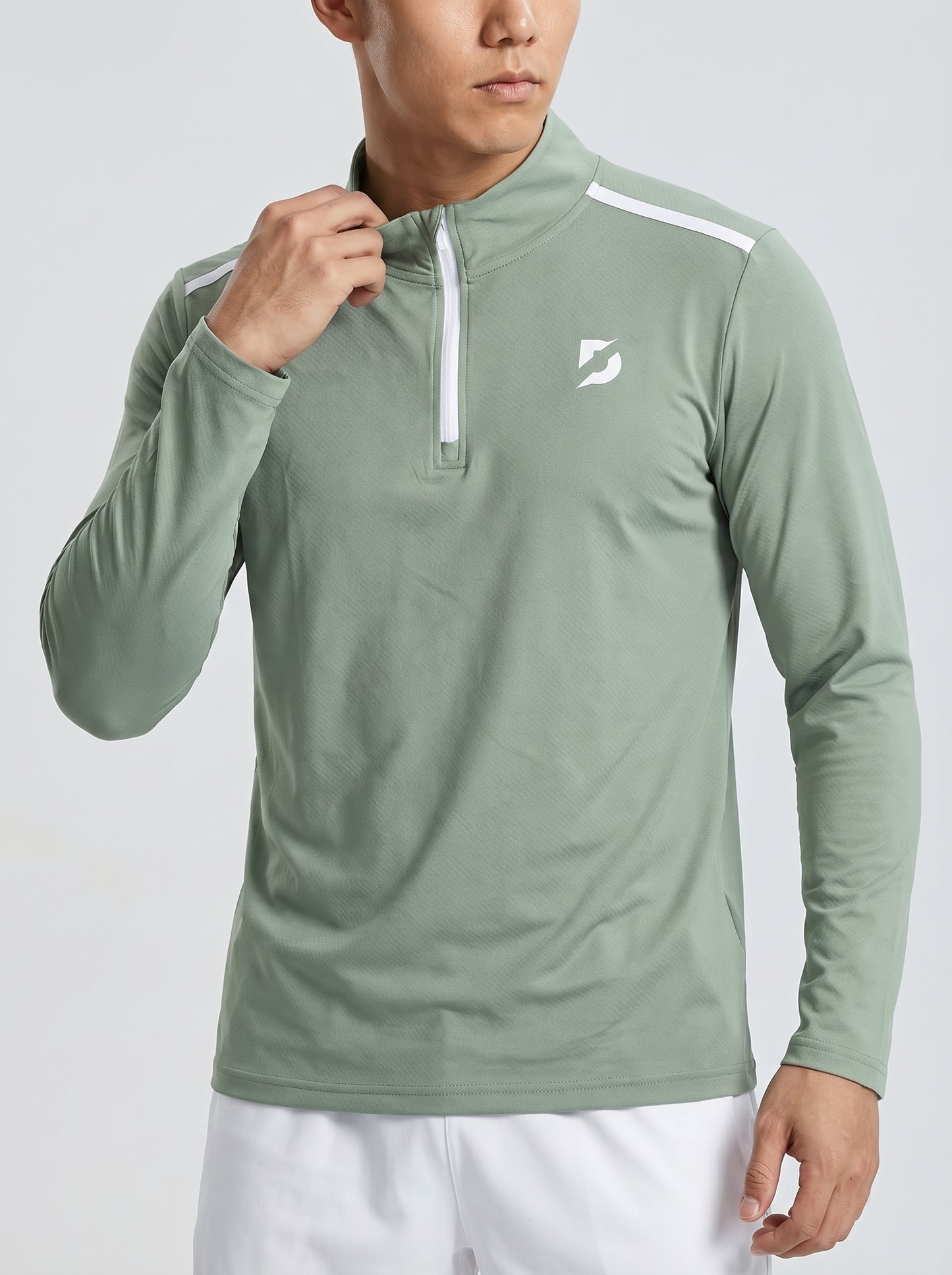 DEFY Half Zip Running Top – Sage Green